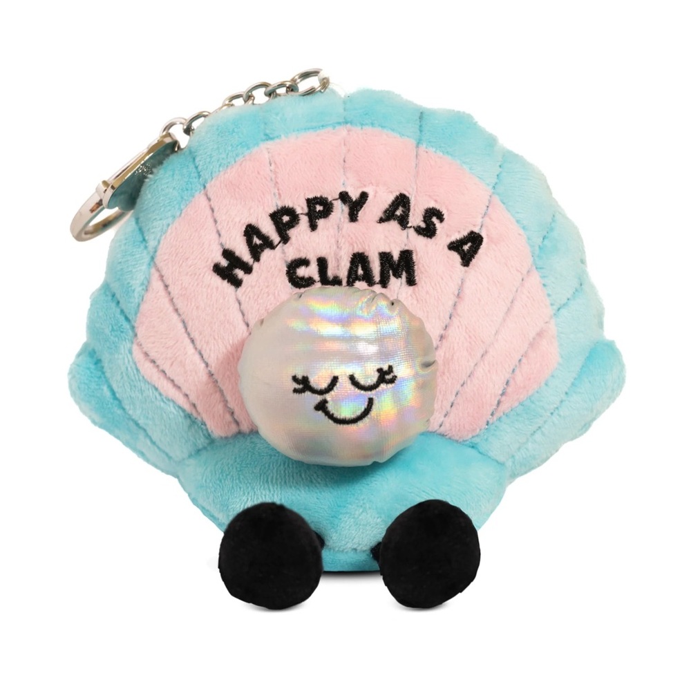 Punchkins Clam and Pearl Plush Keychain Bagcharm NWT pink & blue Happy as a Clam